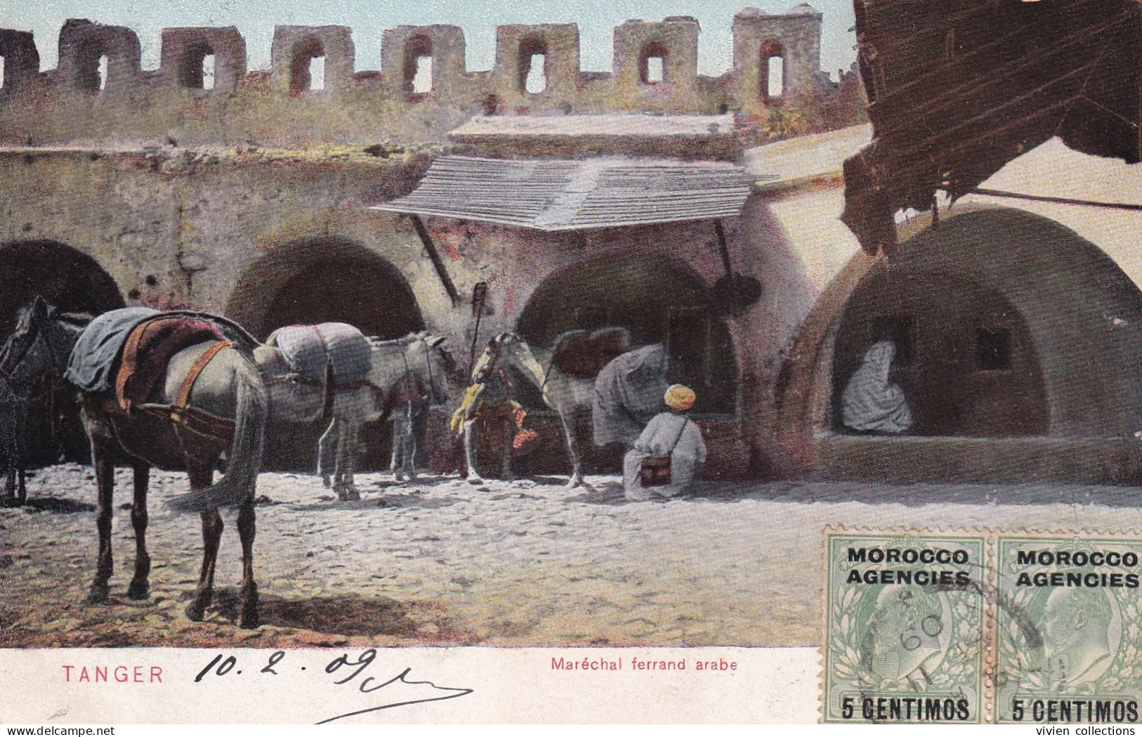 Grande Bretagne Bureau Au Maroc Tanger En 1909 Carte Maréchal Ferrand Arabe - Oficinas En  Marruecos / Tanger : (...-1958