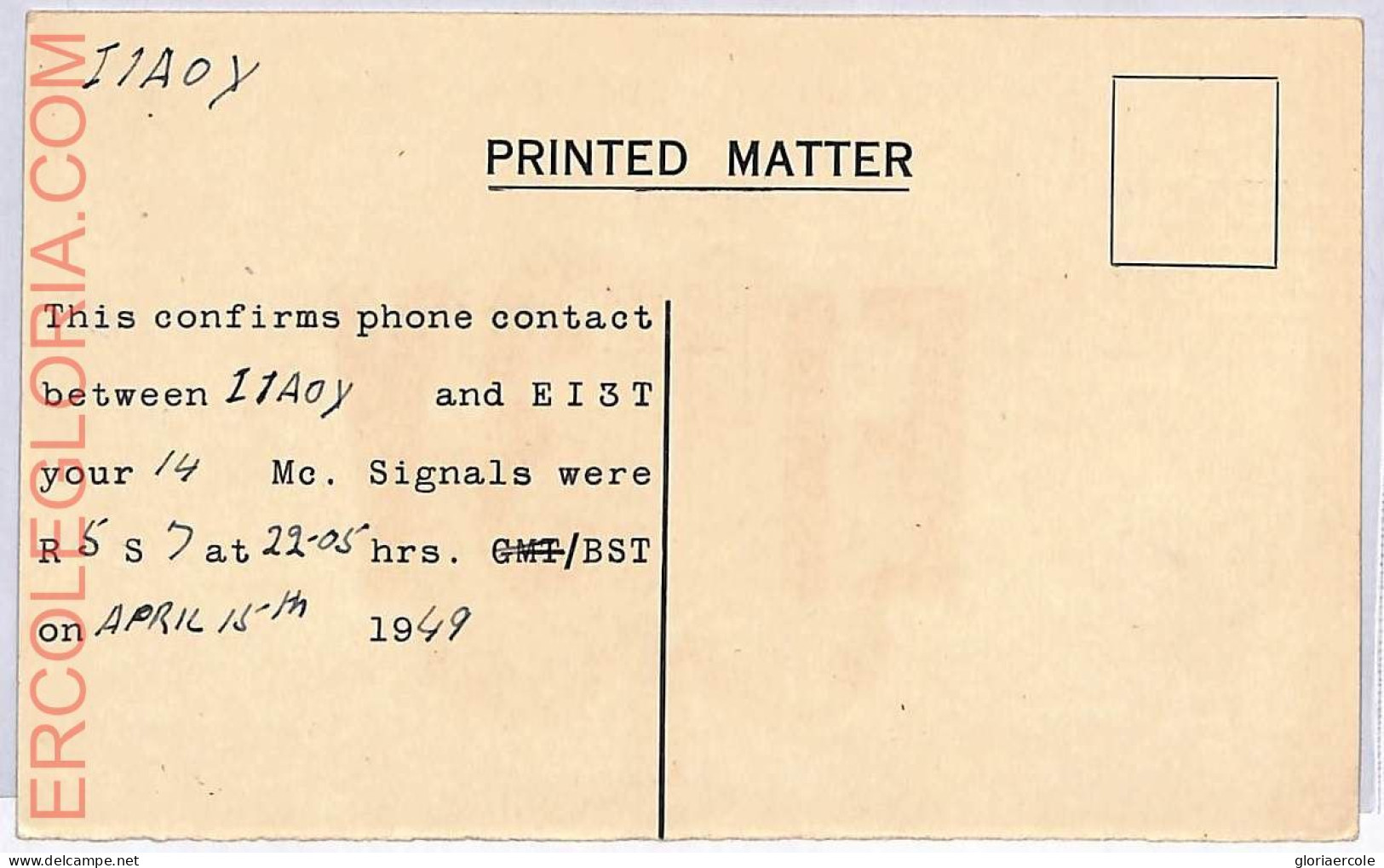 Ad9187 - IRELAND - RADIO FREQUENCY CARD -  1949 - Radio