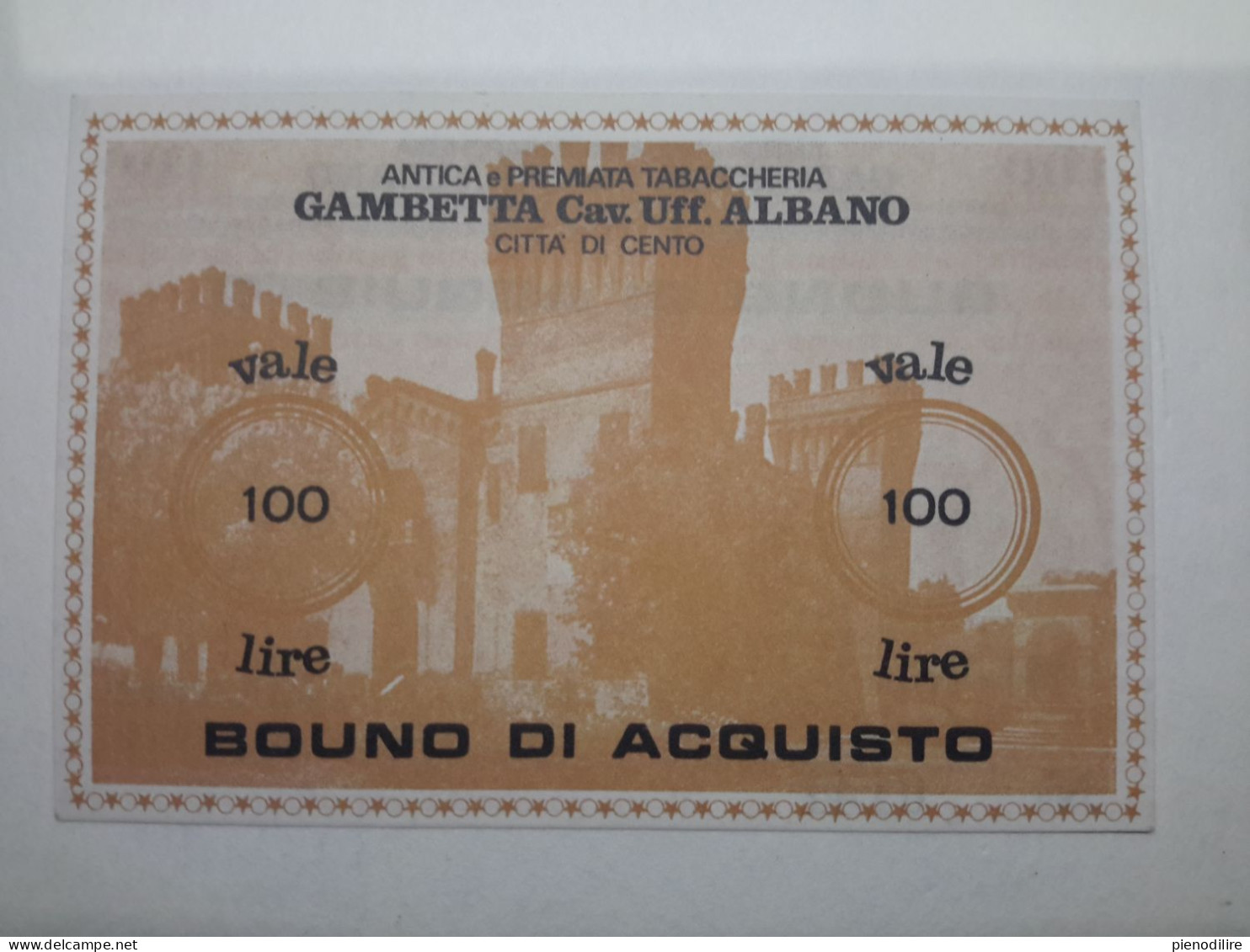 BUONO D' ACQUISTO 100 LIRE ANTICA E PREMIATA TABACCHERIA GAMBETTA 1976 (A.24) - [10] Cheques Y Mini-cheques