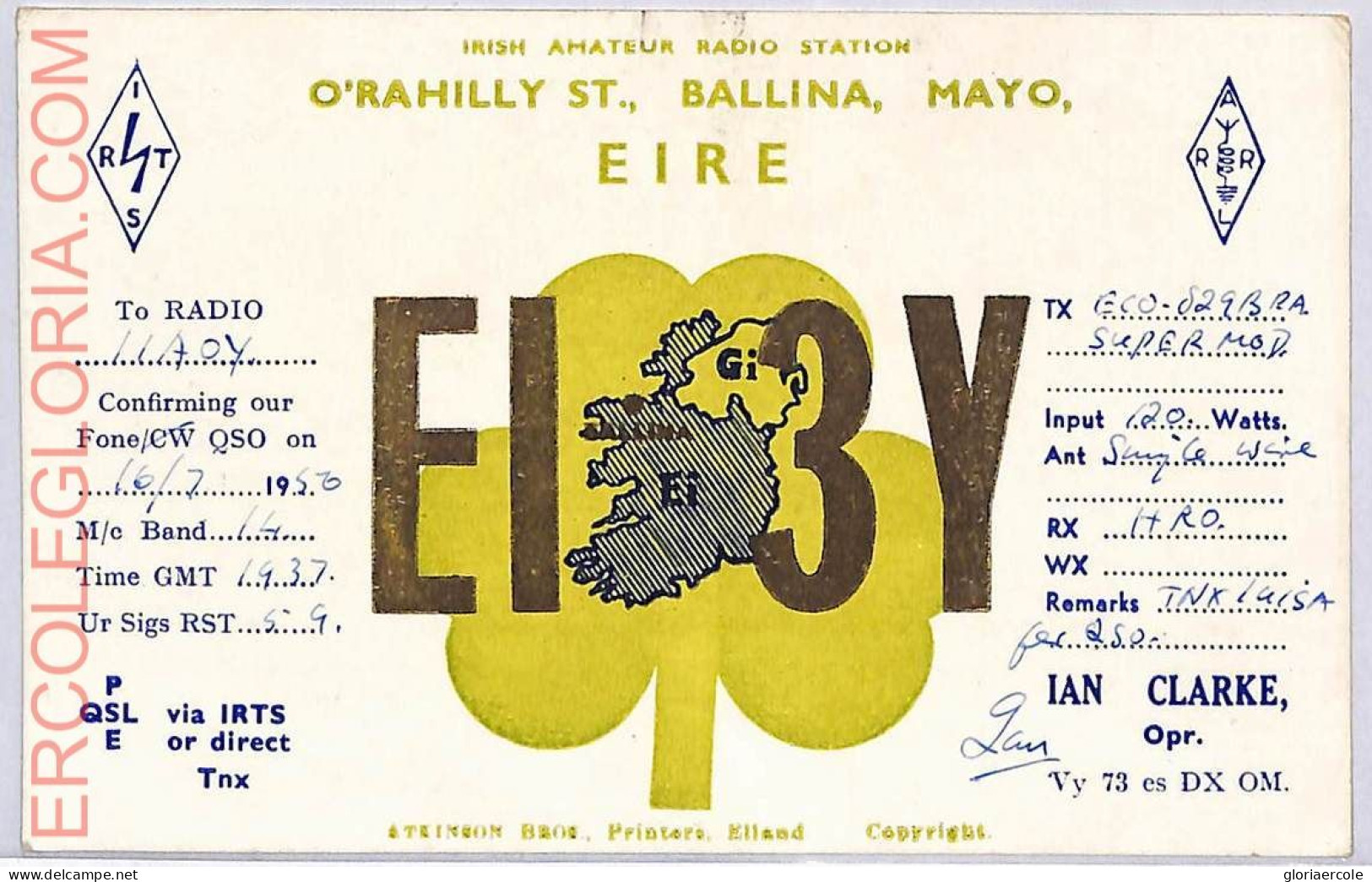 Ad9188 - IRELAND - RADIO FREQUENCY CARD -  1950 - Radio