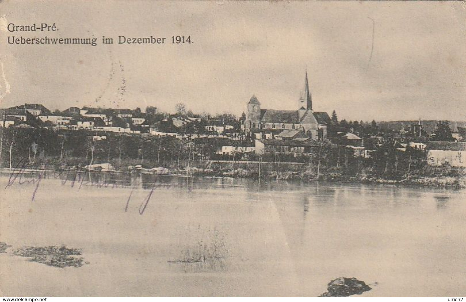 AK Grand-Pré - Ueberschwemmung Im Dezember 1914 - Feldpost 3. Württ. Feldart. Regt. 40 - 1915 (69007) - Vouziers