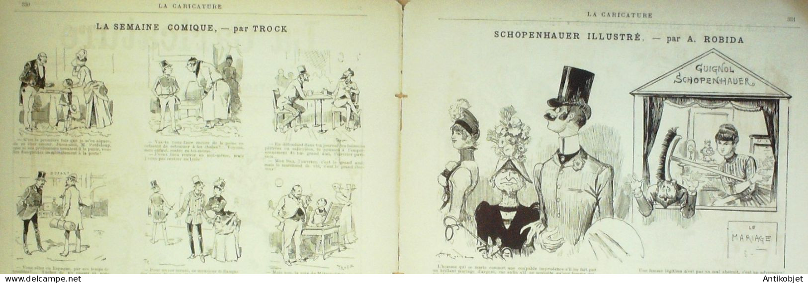 La Caricature 1886 N°354 Voageurs En Voiture Draner Modèle Robida Médecins Trock - Magazines - Before 1900