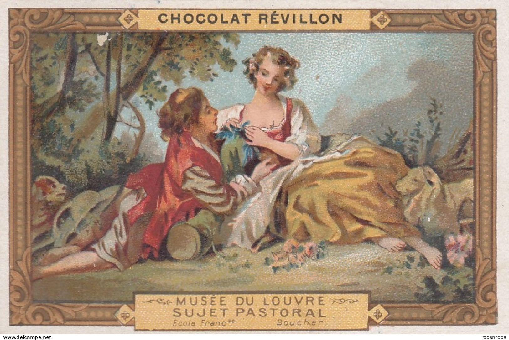 CHROMO CHOCOLAT REVILLON - MUSEE DU LOUVRE - SUJET PASTORAL - BOUCHER - Revillon