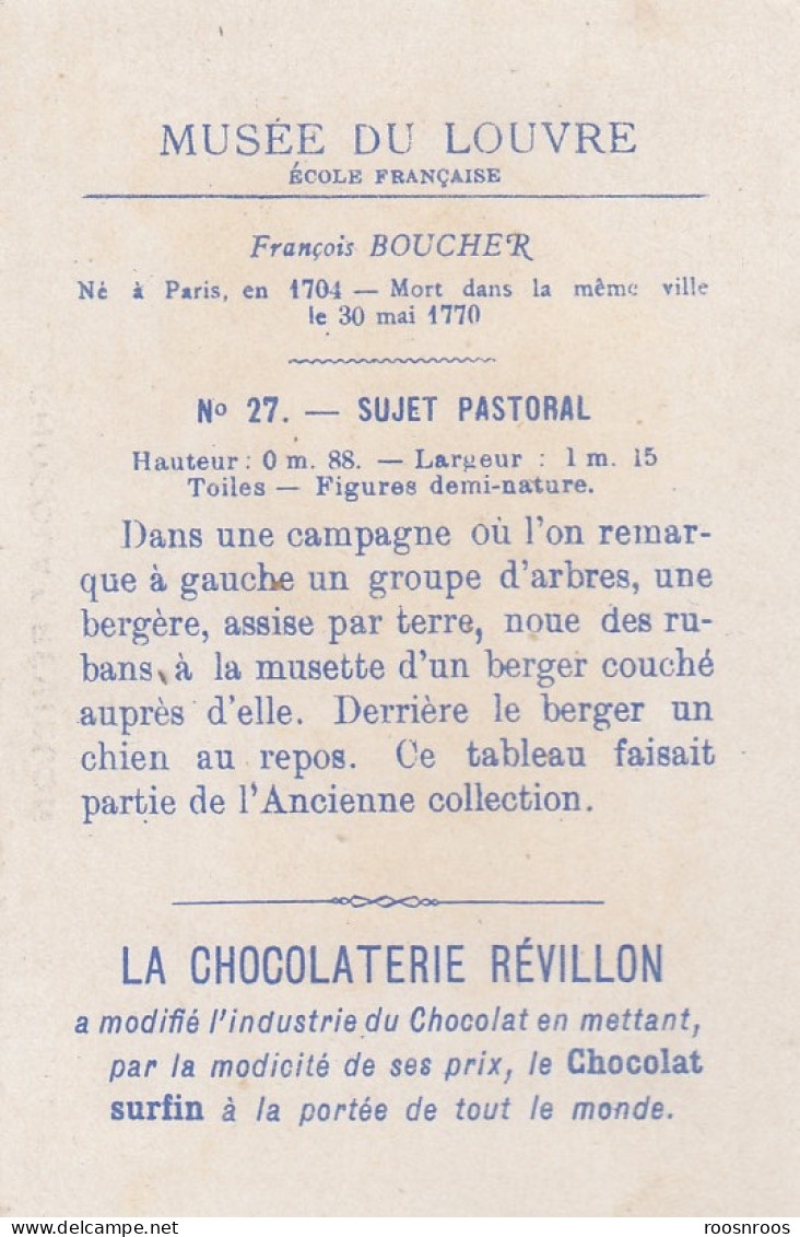 CHROMO CHOCOLAT REVILLON - MUSEE DU LOUVRE - SUJET PASTORAL - BOUCHER - Revillon