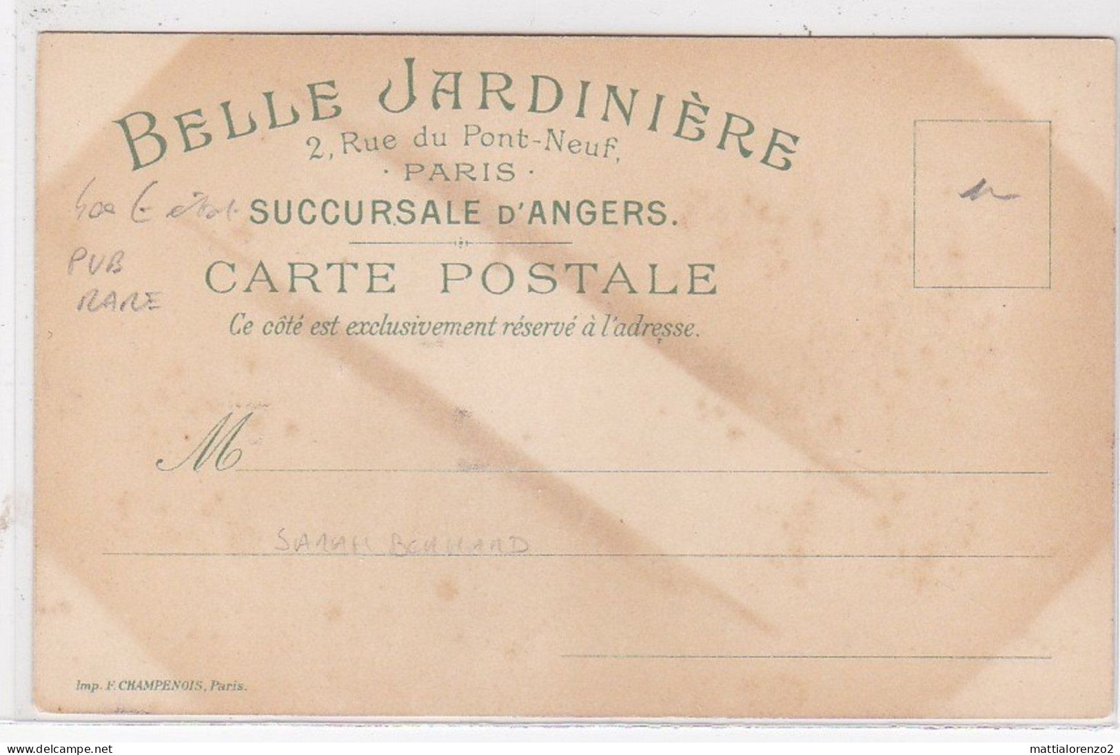 MUCHA Alphons : "Sarah Bernhardt" Avec Publicité De La Belle Jardinière D'Angers - état - Mucha, Alphonse
