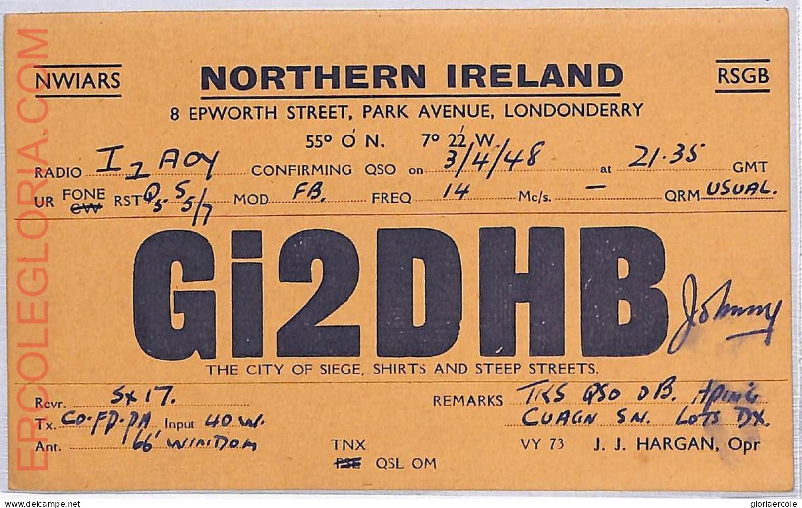 Ad9193 - IRELAND - RADIO FREQUENCY CARD - Dublin -  1948 - Radio