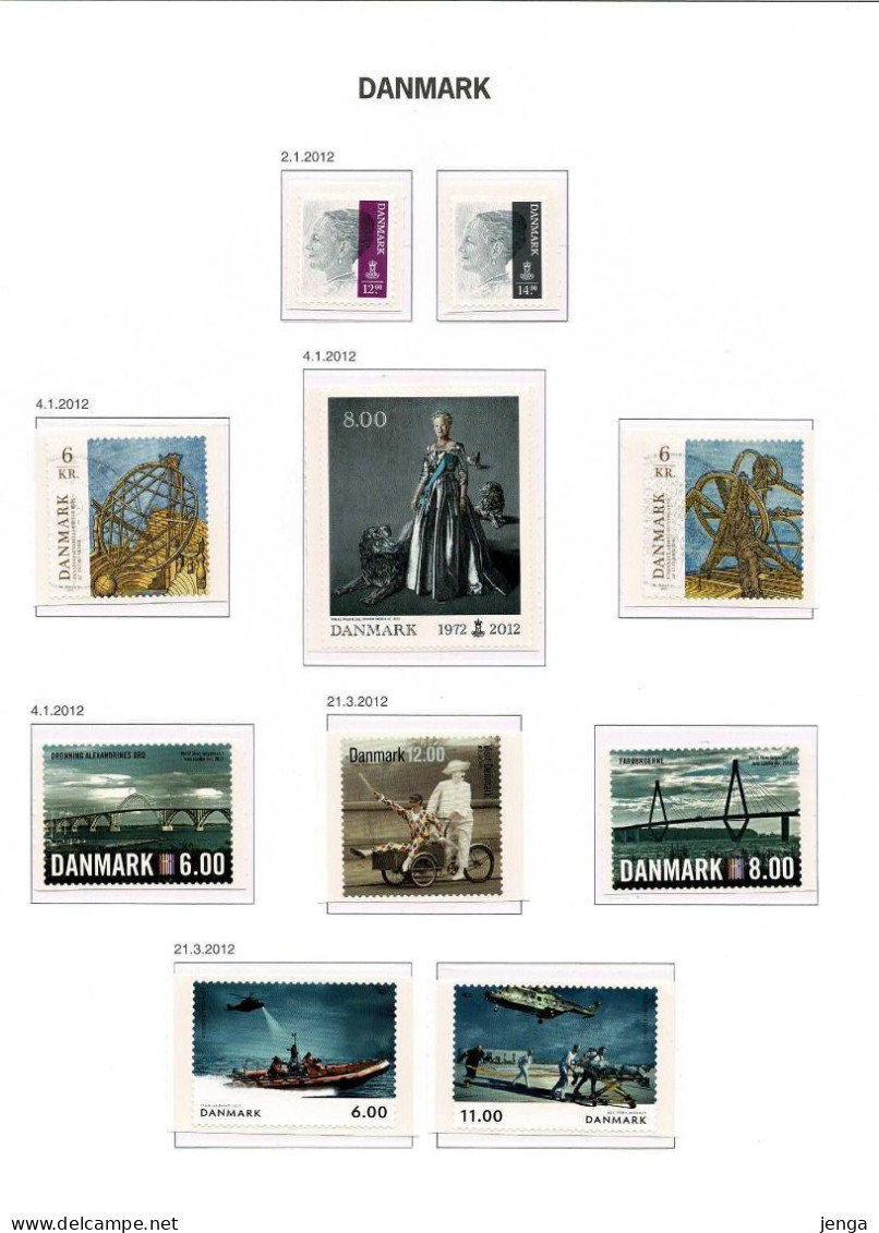 Denmark 2012, Full Year, Including Souvenir Sheets MNH(**) On Album Pages. - Annate Complete