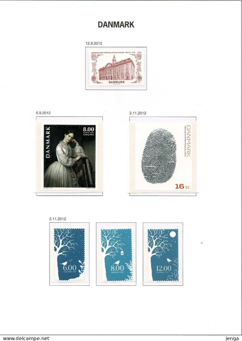 Denmark 2012, Full Year, Including Souvenir Sheets MNH(**) On Album Pages. - Années Complètes