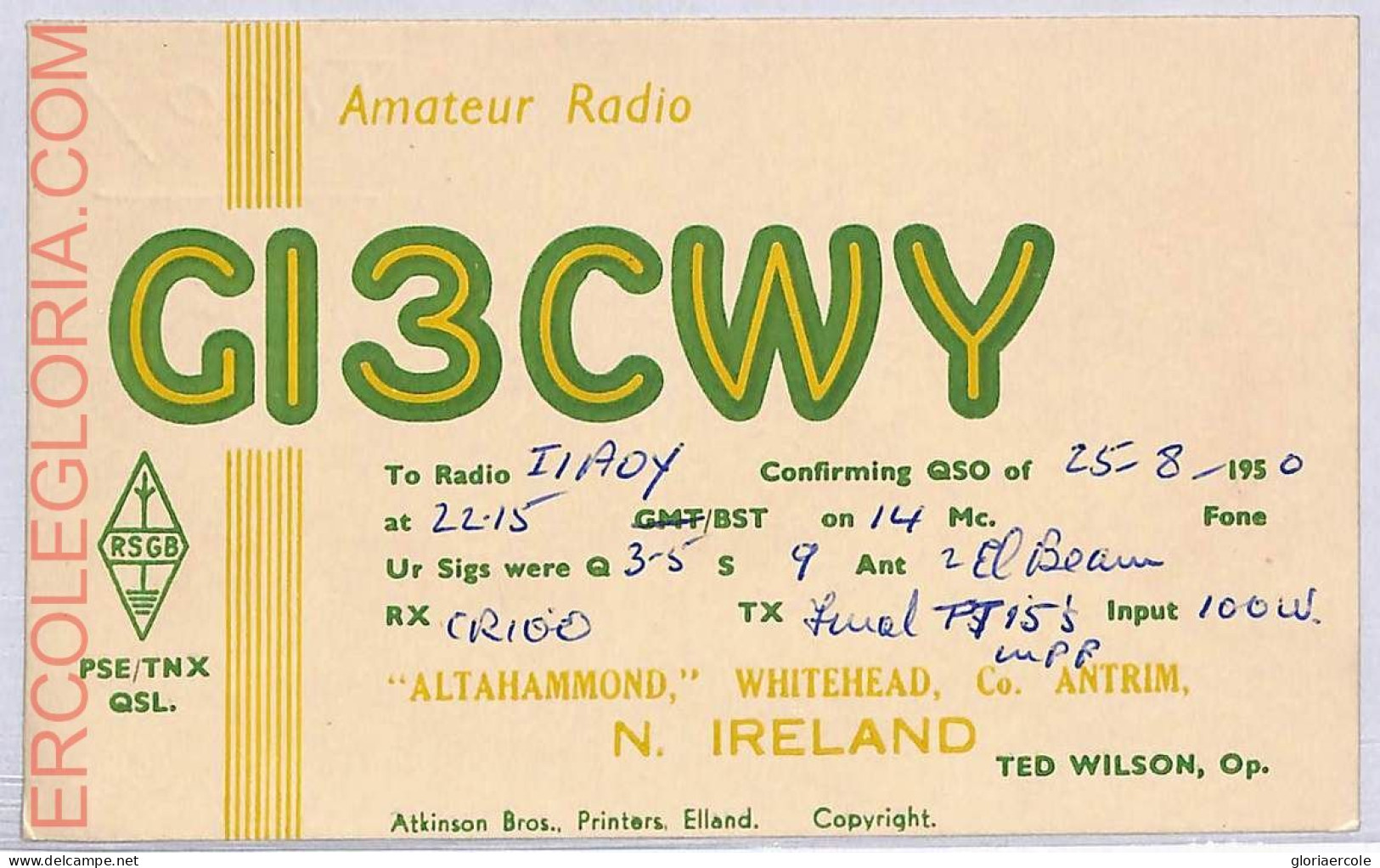 Ad9194 - IRELAND - RADIO FREQUENCY CARD - 1950 - Radio