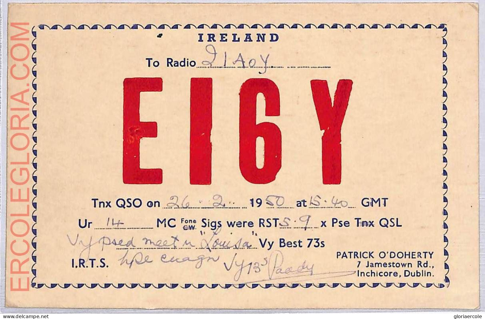 Ad9195 - IRELAND - RADIO FREQUENCY CARD - 1950 - Radio