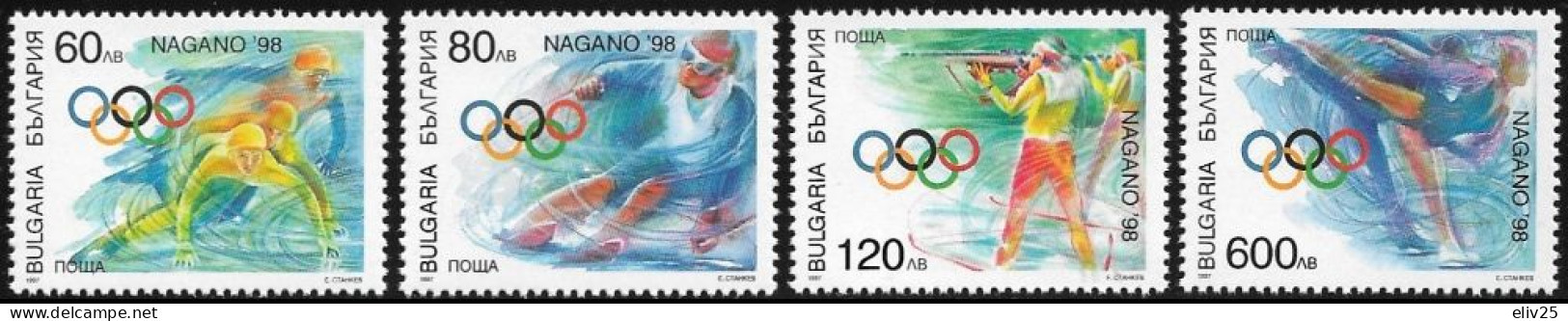 Bulgaria 1997, XVIII Olympic Winter Games, Nagano 1998 - 4 V. MNH - Invierno 1998: Nagano