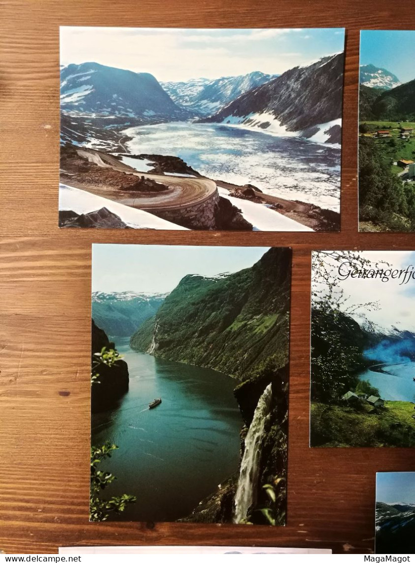 GEIRANGER - Norway - lot of 8 uncirculated postcards, animated, with ships