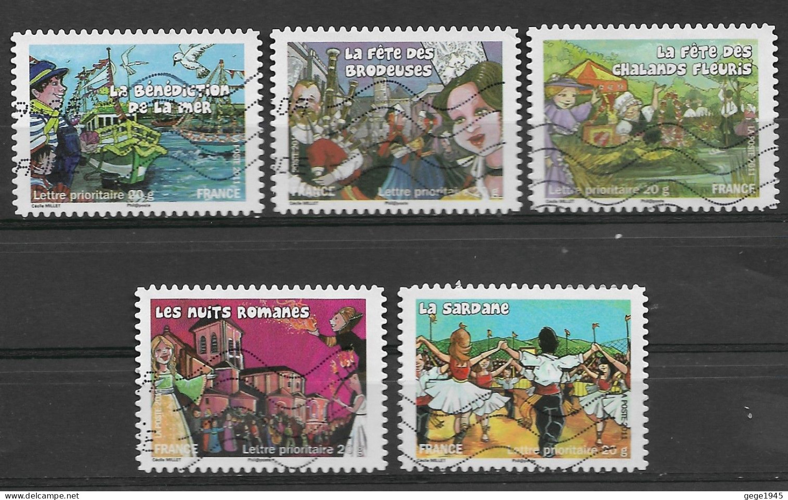 France 2011 Oblitéré Autoadhésif  N° 570 - 572 - 573 - 575  - 576  -   Fêtes  Et  Traditions Des Régions  ( I ) - Used Stamps