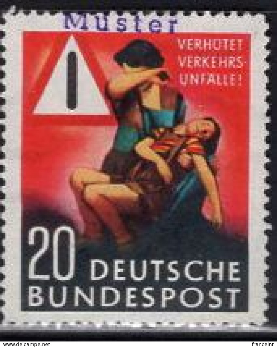 GERMANY(1953) Traffic Accident Prevention. MUSTER (specimen) Overprint. Scott No 694. - Sonstige & Ohne Zuordnung