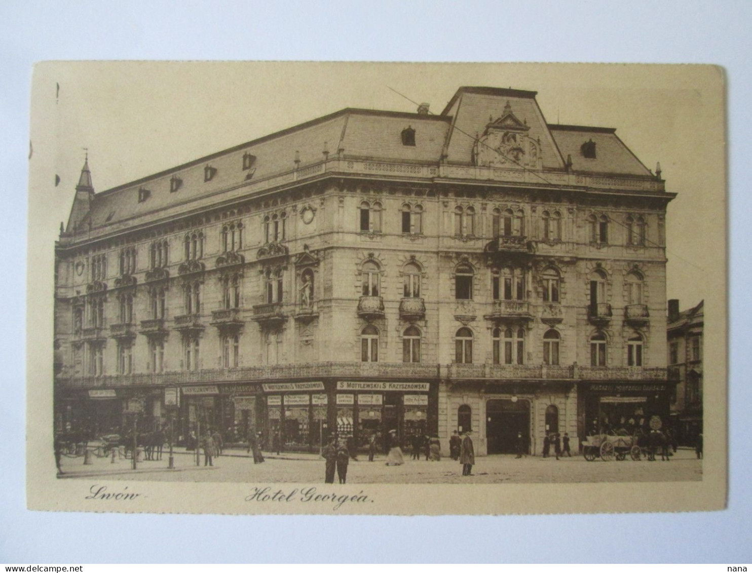 Ukraine Former Poland-Lvov/Lwow/Lemberg:Hotel Georgea,stores Unused Postcard Publ. Leon Propst.1911 - Ucrania