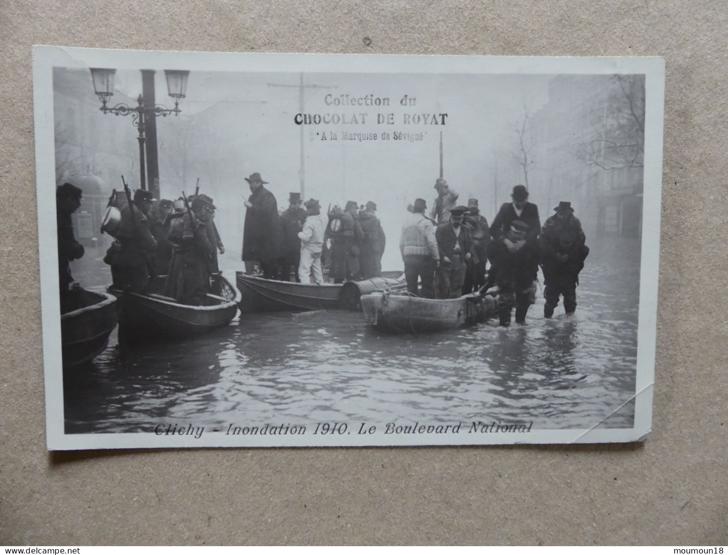 Clichy Inondation 1910 Le Boulevard National Collection Du Chocolat De Royat "A La Marquise De Sévigné" Rose - Clichy