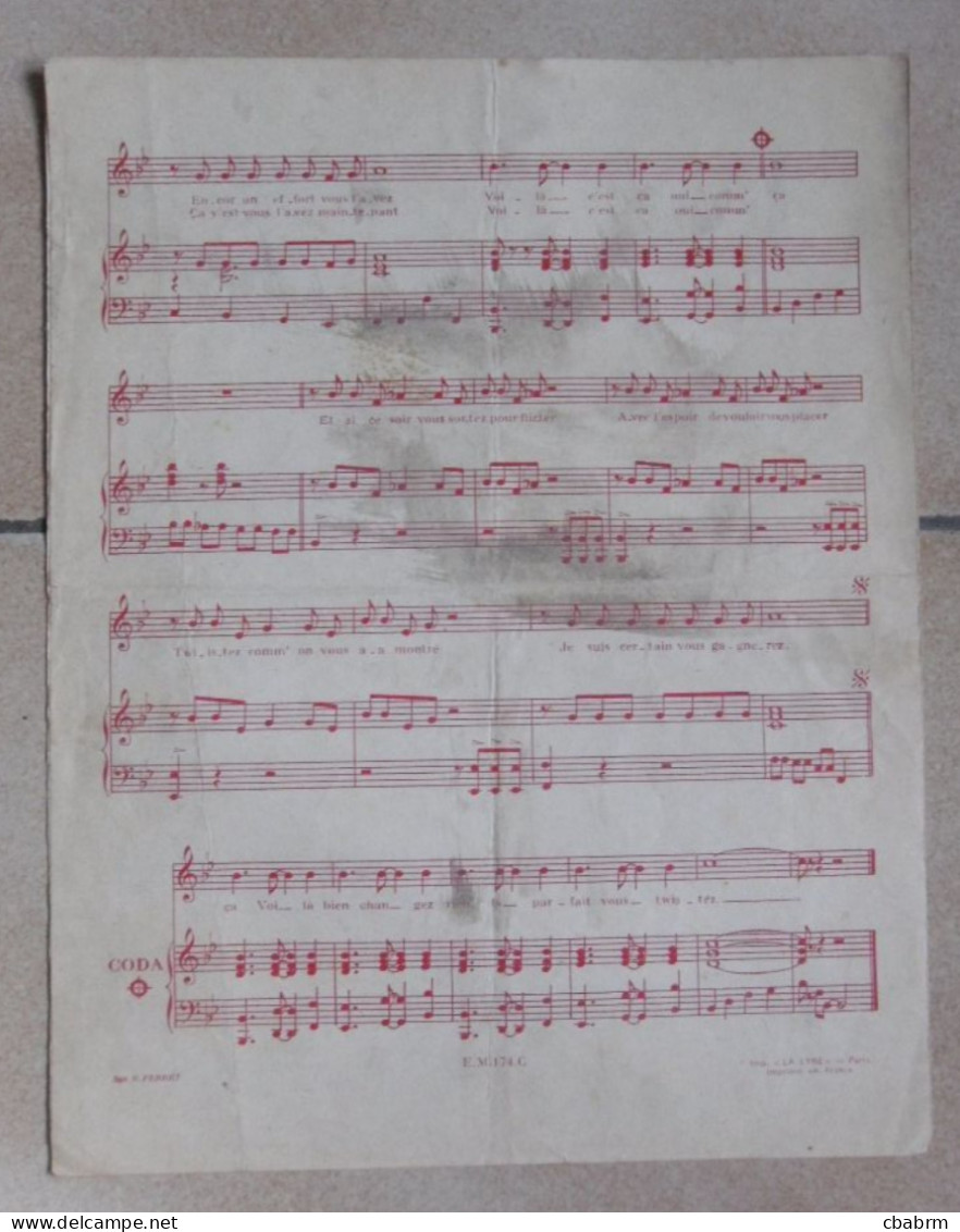 PARTITION LES CHAUSSETTES NOIRES LECON DE TWIST EDDY MITCHELL En 1961 E.M.174.C - Partitions Musicales Anciennes