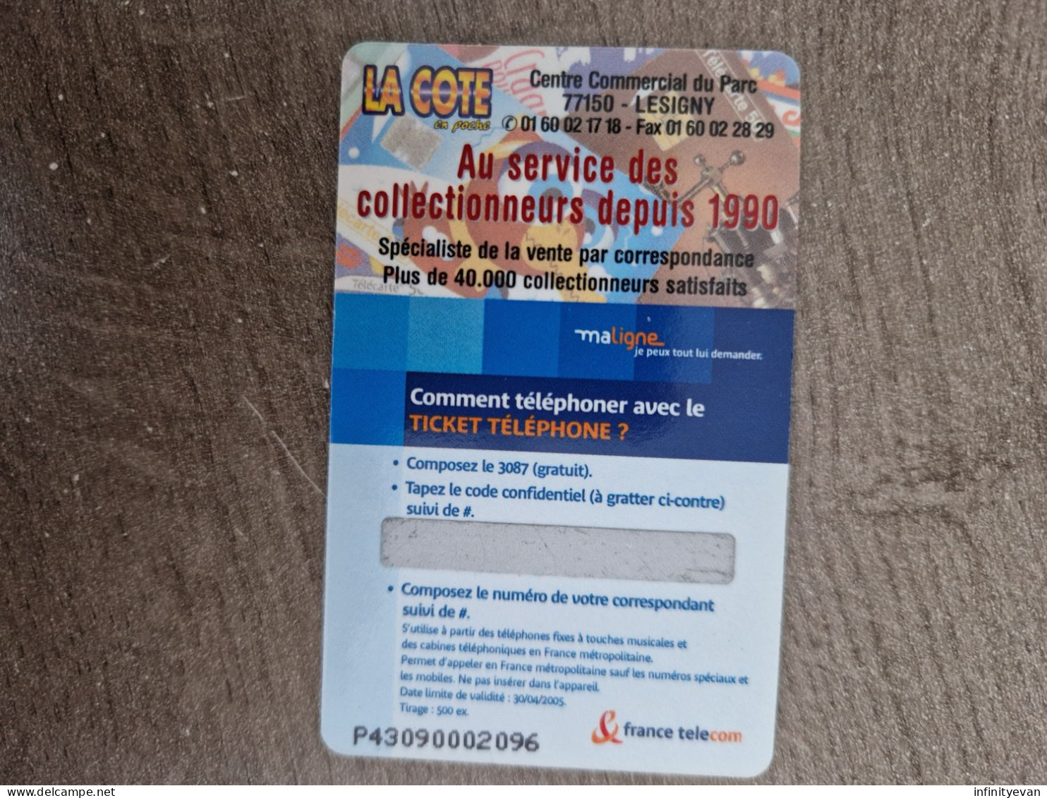 TICKET DE TELEPHONE COTE EN POCHE 1 - FT Tickets