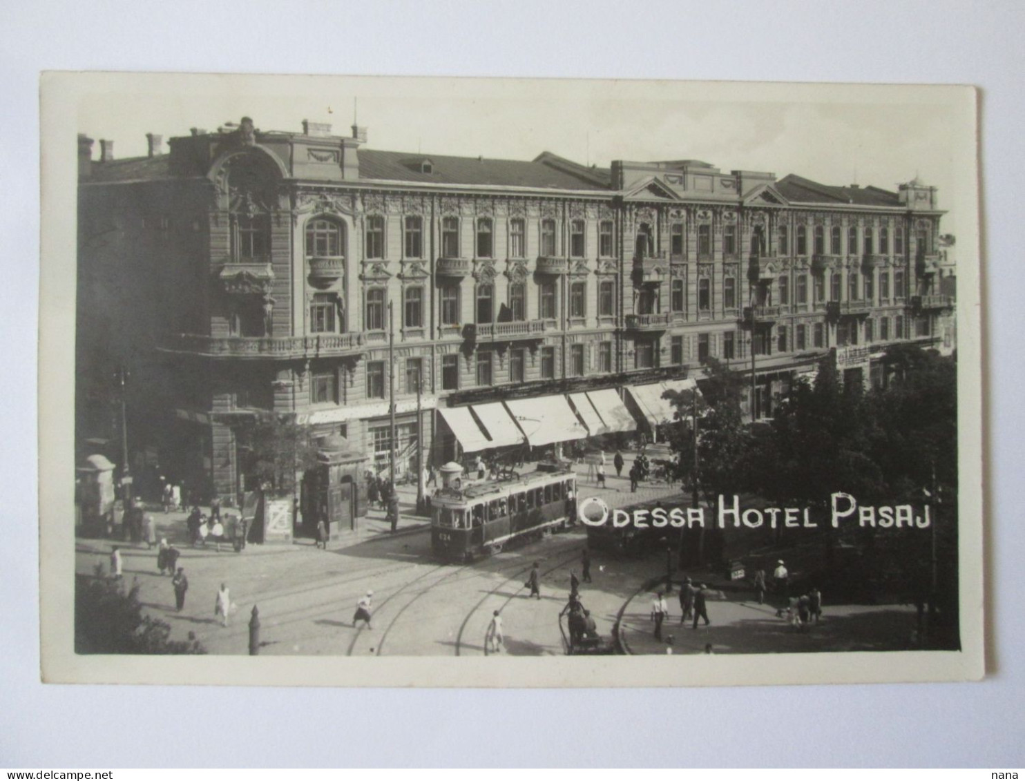 Ukraine-Odesa:Hotel Pasaj,tramway/tram 1943 Photo Postcard Romanian Occupation WWII 1941-1944 Rare Stamp - Ucrania