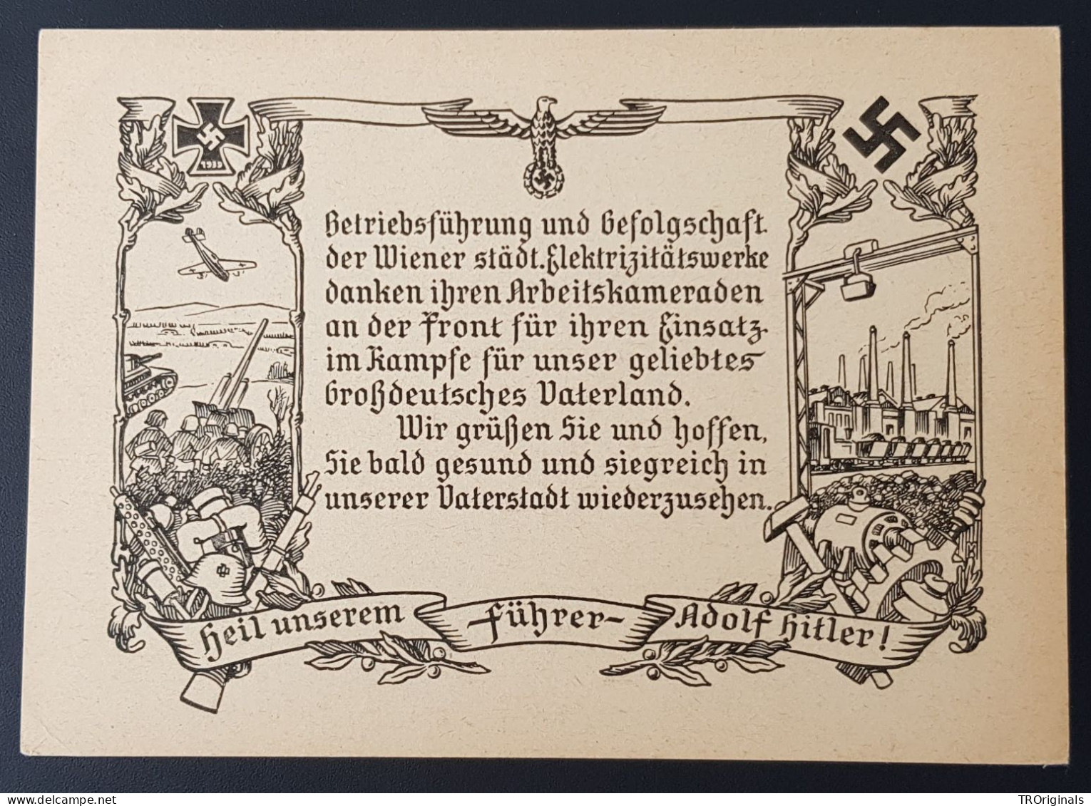 GERMANY THIRD 3rd REICH ORIGINAL PROPAGANDA CARD A NATION SAYS THANKS - War 1939-45