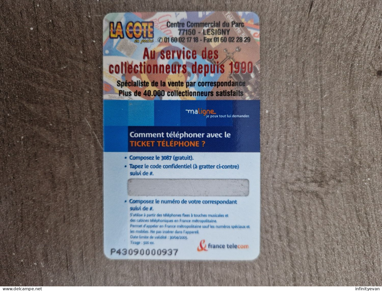 TICKET DE TELEPHONE COTE EN POCHE 2 - FT