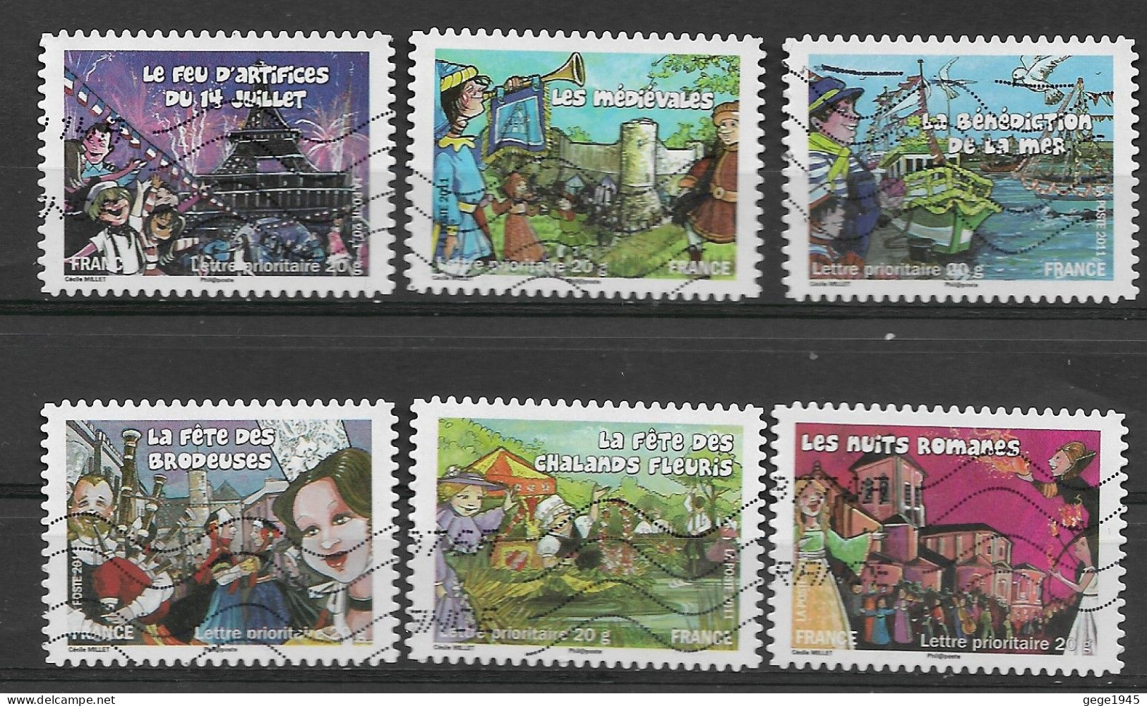 France 2011 Oblitéré Autoadhésif  N° 567 - 569 - 570 - 572 - 573 - 575   -   Fêtes  Et  Traditions Des Régions  ( I ) - Used Stamps