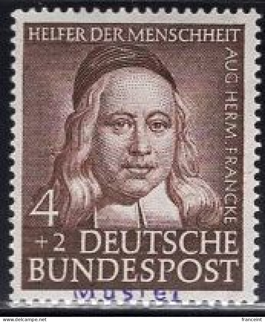 GERMANY(1953) Auguste Hermann Francke. MUSTER (specimen) Overprint. Scott No B334. - Andere & Zonder Classificatie