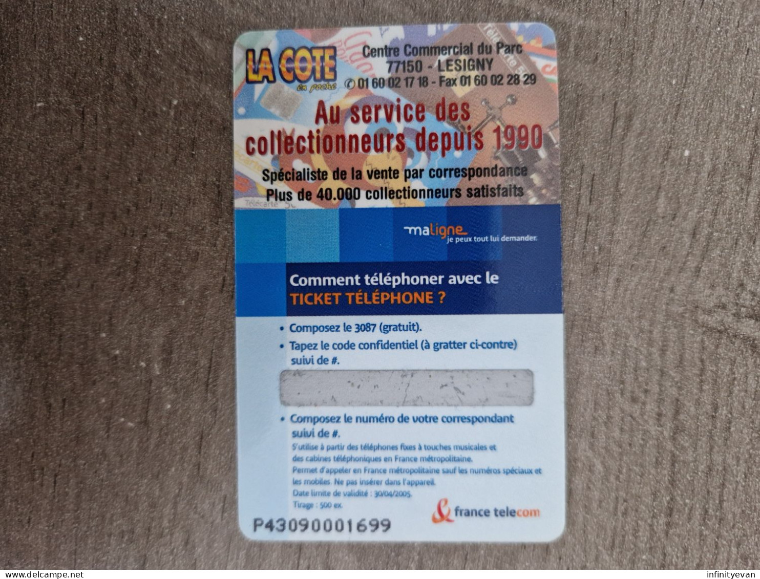 TICKET DE TELEPHONE COTE EN POCHE 4 - FT