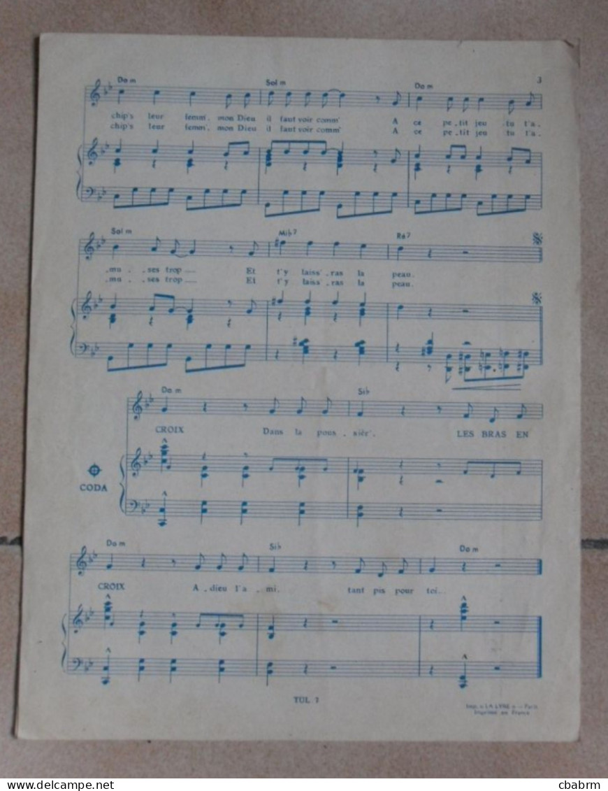 PARTITION JOHNNY HALLYDAY LES BRAS EN CROIX En 1962 TUL.7 - Partitions Musicales Anciennes
