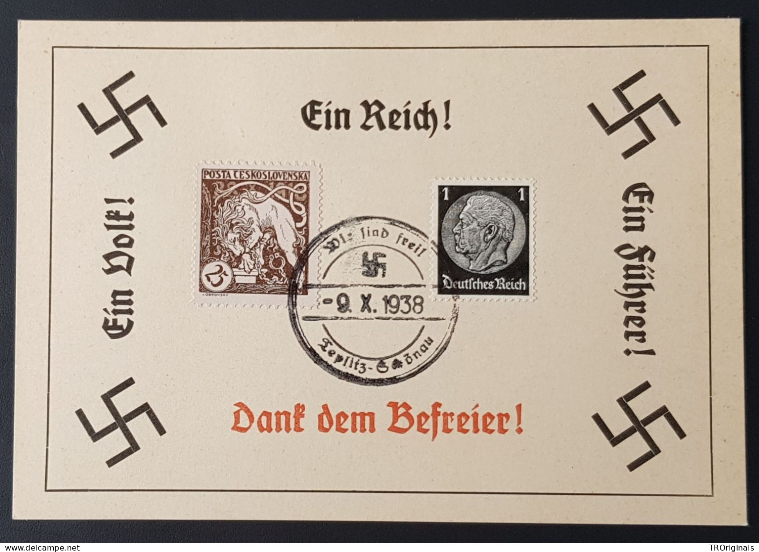 GERMANY THIRD 3rd REICH ORIGINAL  PROPAGANDA CARD THAKNS TO THE LIBERATOR - Oorlog 1939-45