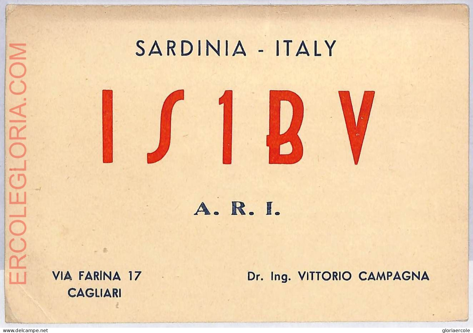 Ad9206 - ITALY - RADIO FREQUENCY CARD - Sardinia - 1949 CAGLIARI - Radio