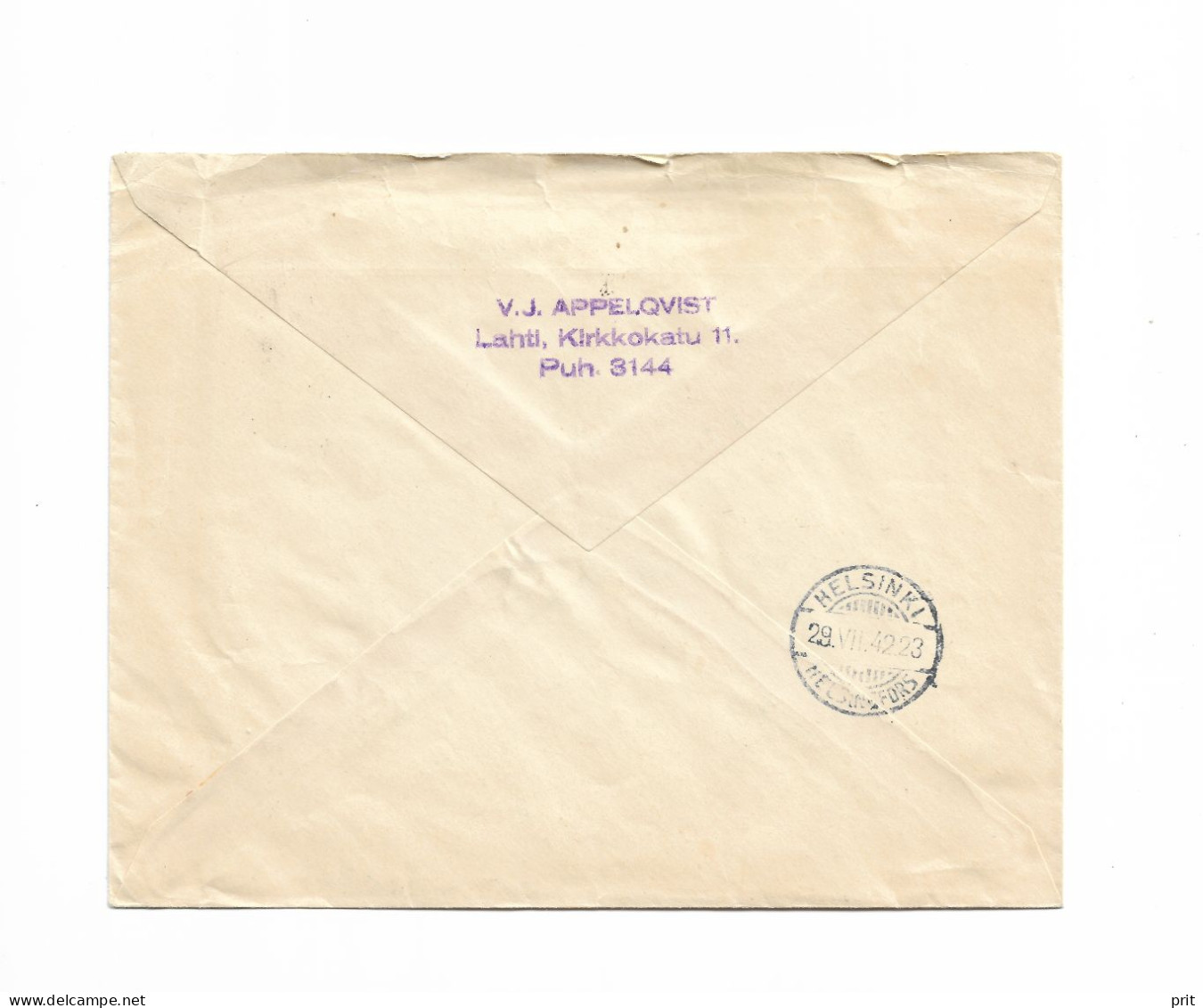Registered Cover From Lahti To Helsinki Finland WWII 1942 OY Schröder Ab - Covers & Documents