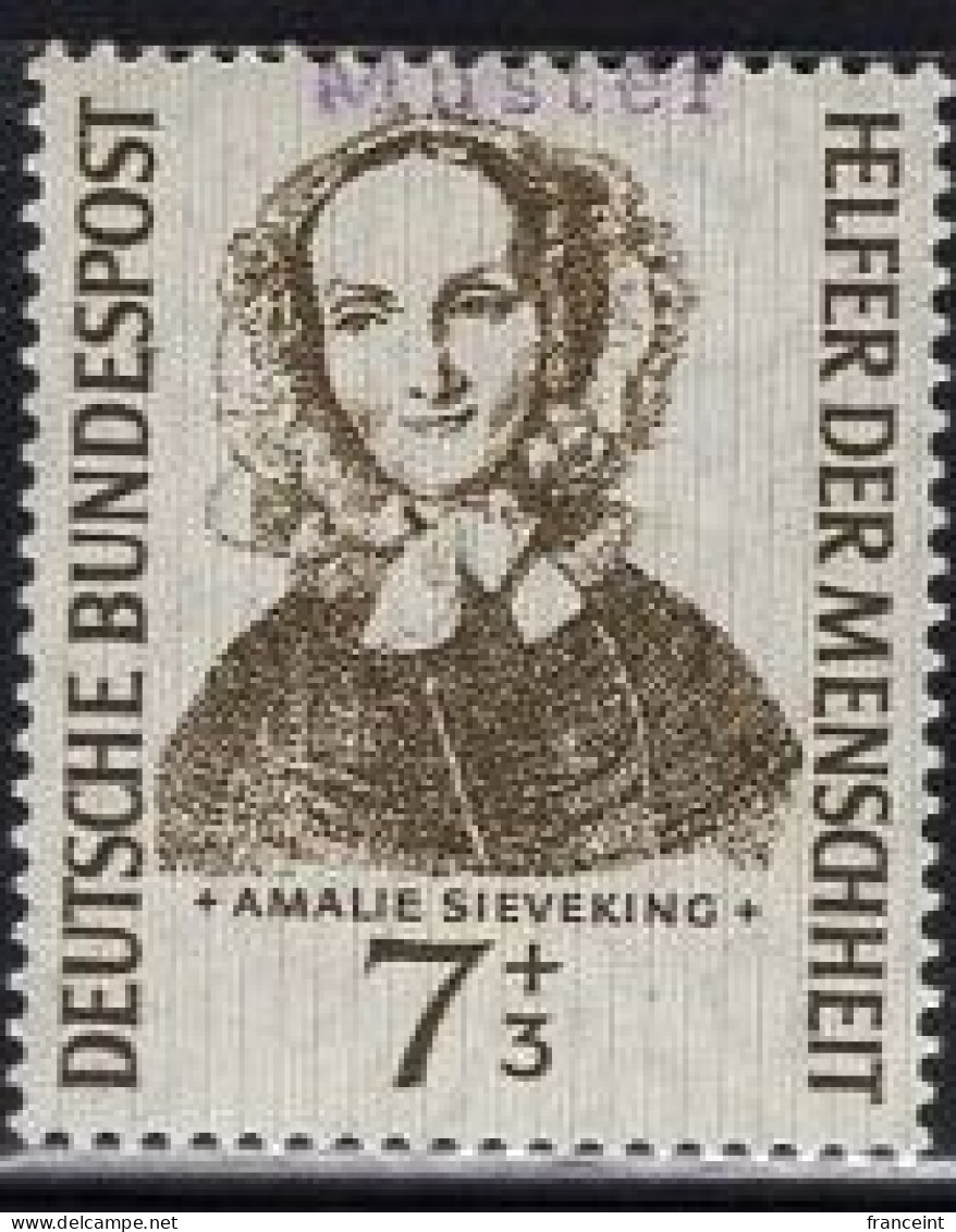 GERMANY(1955) Amalie Sievenking. MUSTER (specimen) Overprint. Founder Of Women's Association For The Care Of Poor And In - Altri & Non Classificati