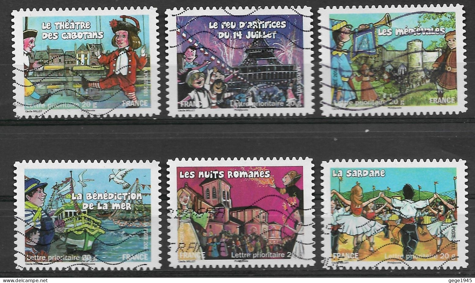 France 2011 Oblitéré Autoadhésif  N° 566 - 567 - 569 - 570 - 575 - 576 -   Fêtes  Et  Traditions Des Régions  ( I ) - Used Stamps