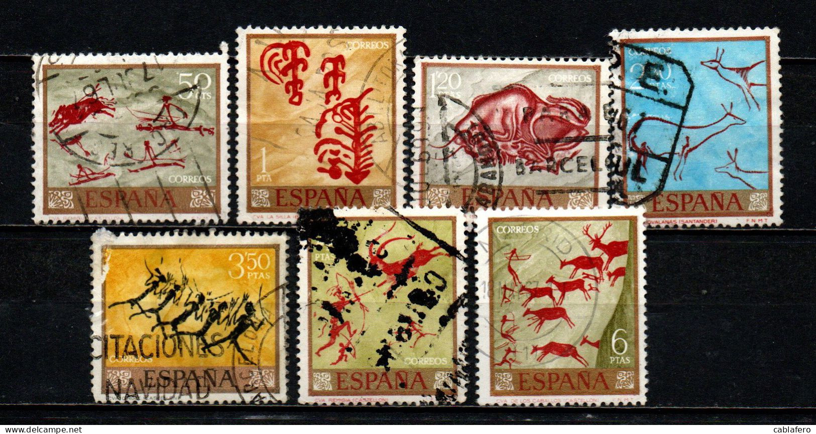 SPAGNA - 1967 - PITTURE RUPESTRI - USATI - Used Stamps