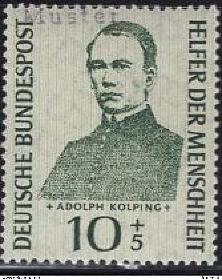 GERMANY(1955) Adolf Kolping. MUSTER (specimen) Overprint. Workers Advocate. Scott No B345. - Andere & Zonder Classificatie