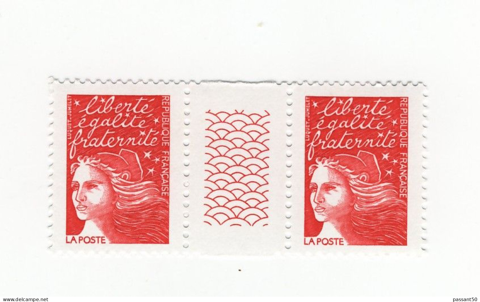 Luquet TVP Rouge " La Poste " YT 3083a Paire Interpanneau Sans Phospho. Voir Scan. Cote YT > 50 € Maury N° 3076e > 30 €. - Unused Stamps