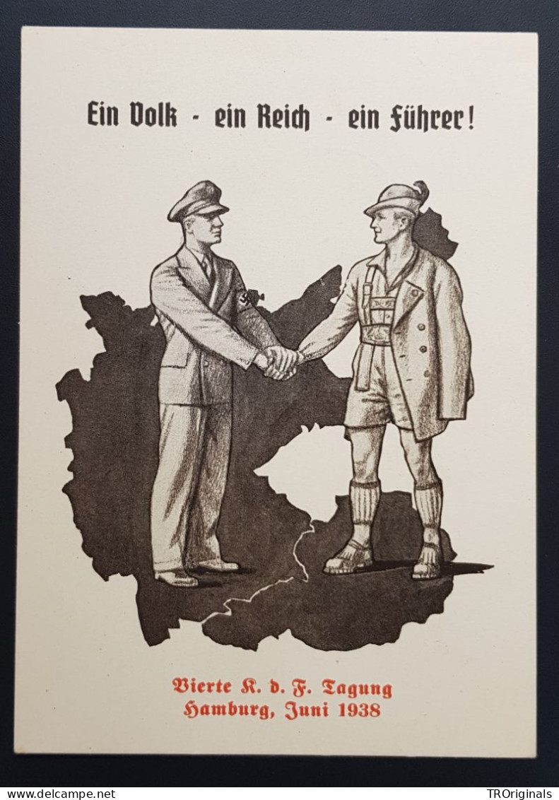 RARE GERMANY THIRD 3rd REICH ORIGINAL PROPAGANDA CARD AUSTRIAN ANSCHLUSS 1936 - Oorlog 1939-45