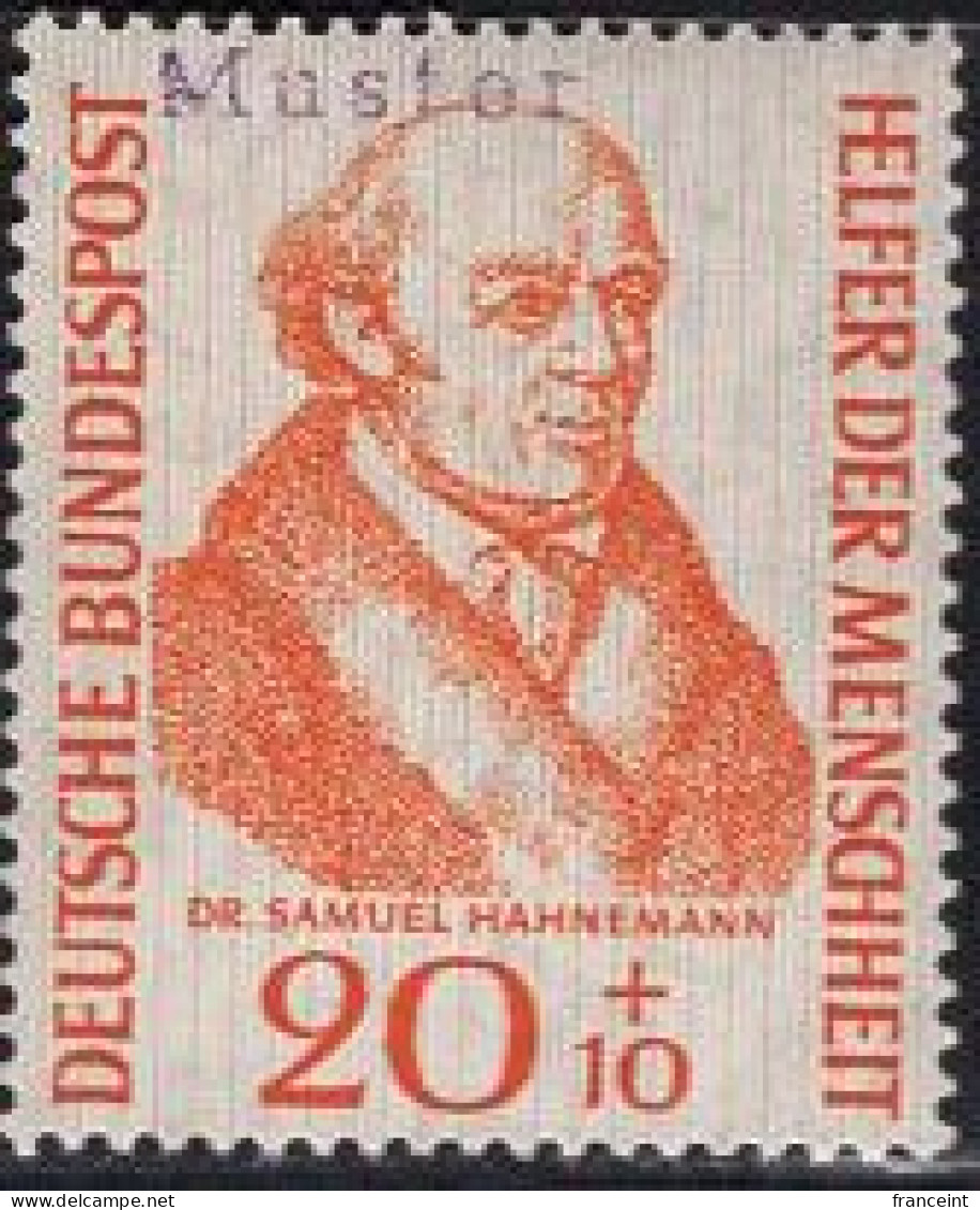 GERMANY(1955) Samuel Hahnemann. MUSTER (specimen) Overprint. Founder Of Homeopathy. Scott No B346. - Sonstige & Ohne Zuordnung