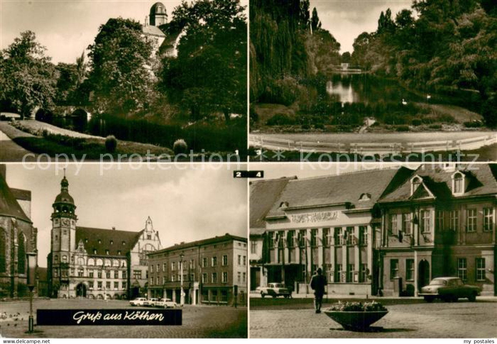 73750190 Koethen Anhalt Schlosspark Marktplatz Rathaus Stadthaus Hubertusteich K - Köthen (Anhalt)