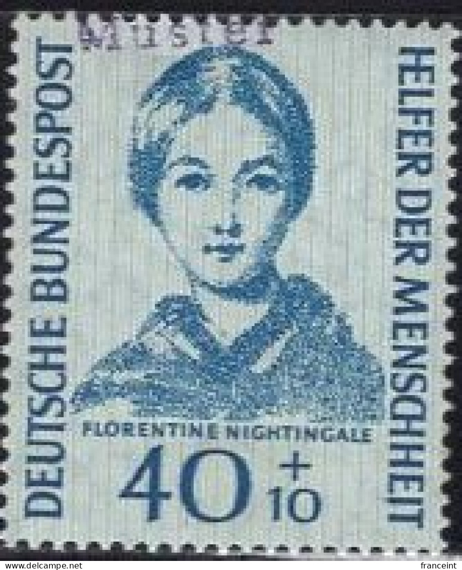 GERMANY(1955) Florence Nightingale. MUSTER (specimen) Overprint. Scott No B347. - Autres & Non Classés