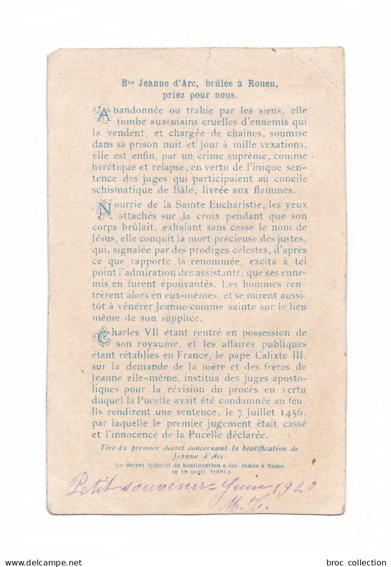 Bienheureuse Jeanne D'Arc, Le Martyre, 1920, éd. Bouasse-Lebel - Lecène & Cie M. 134 - Devotion Images