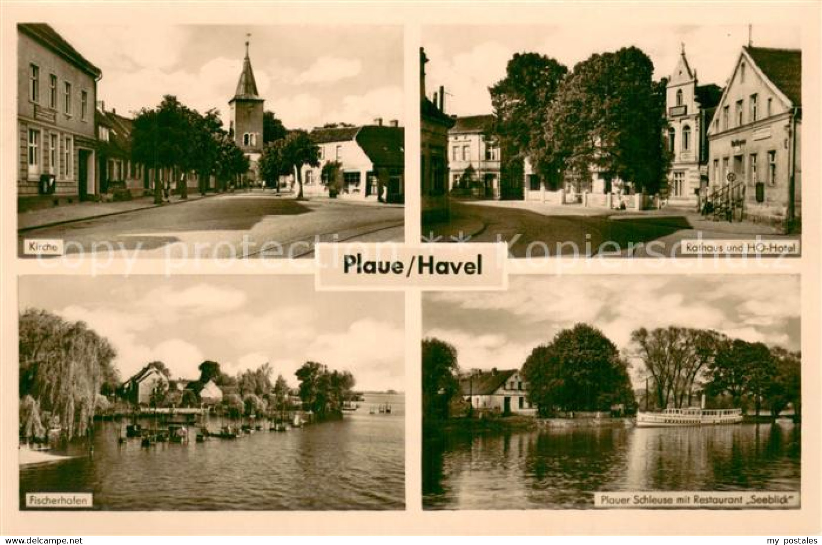 73750160 Plaue Havel Kirche Rathaus HO Hotel Fischerhafen Plauer Schleuse Restau - Brandenburg