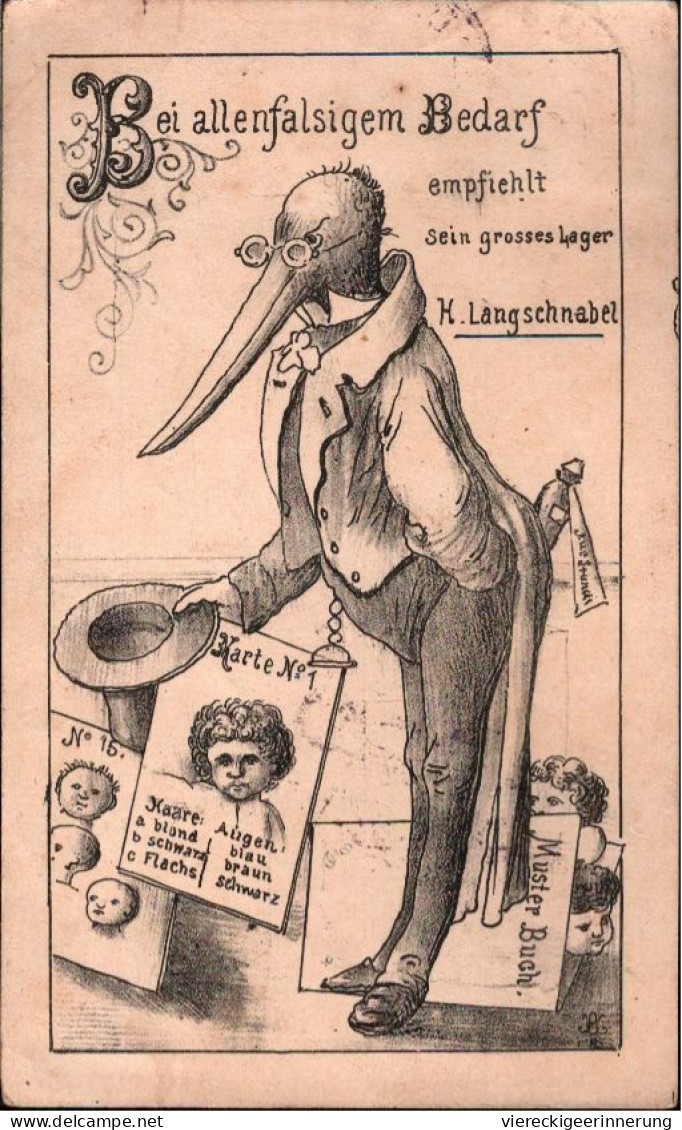 ! 1884 Seltene Vorläuferkarte Aus Ehingen Gel. N. Tübingen, Humor, Storch, Kinder, Precurseur, Humor - Humour