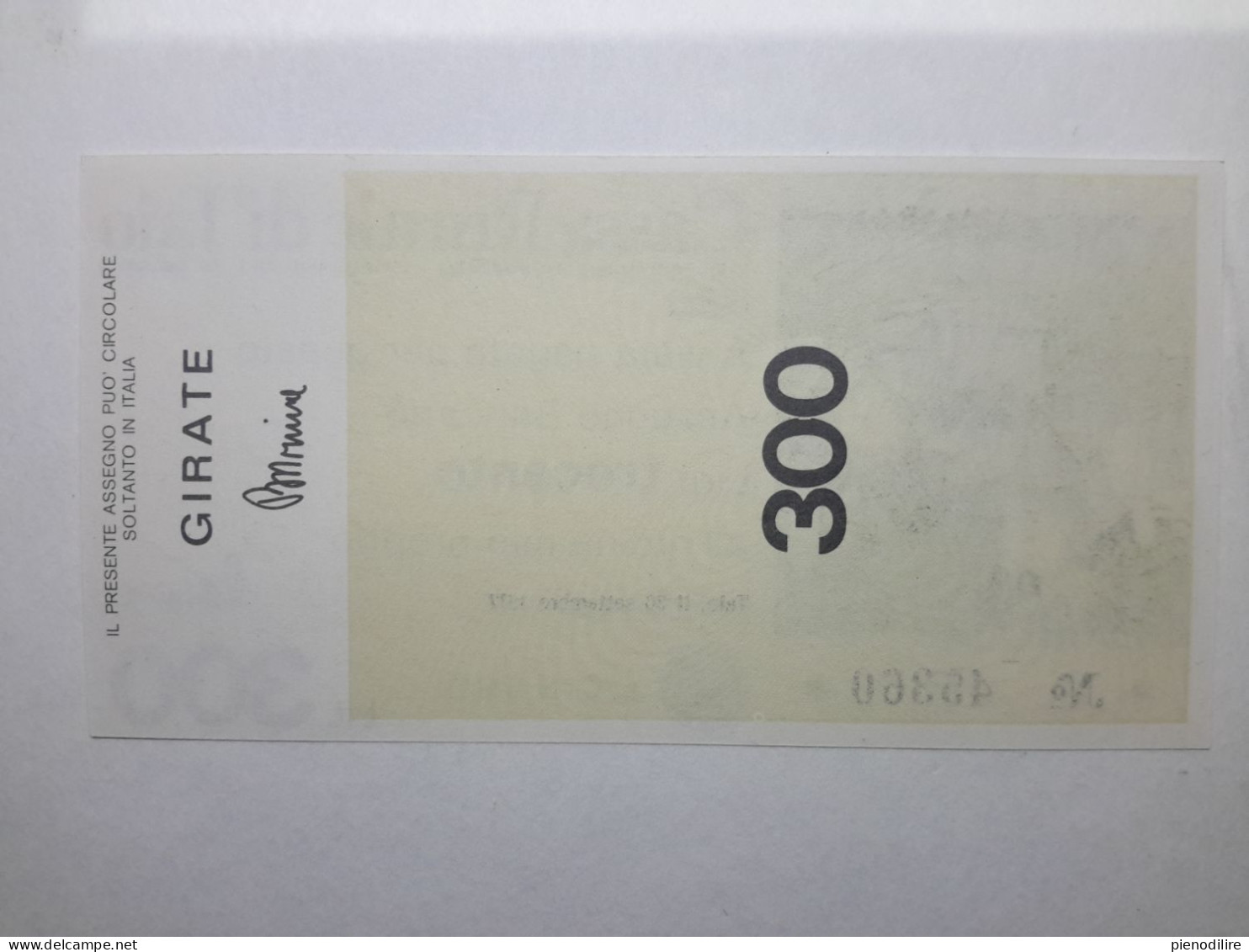 CASSA RURALE DI TAIO 300 LIRE 30.09.1977 MIO PROPRIO (A.31) - [10] Cheques En Mini-cheques