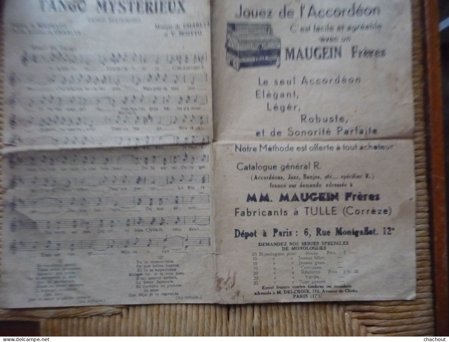 Partition Ancienne Pour Accordéon Donna Clara Le Beau Danube Bleu Tango Mystérieux - Instruments à Vent