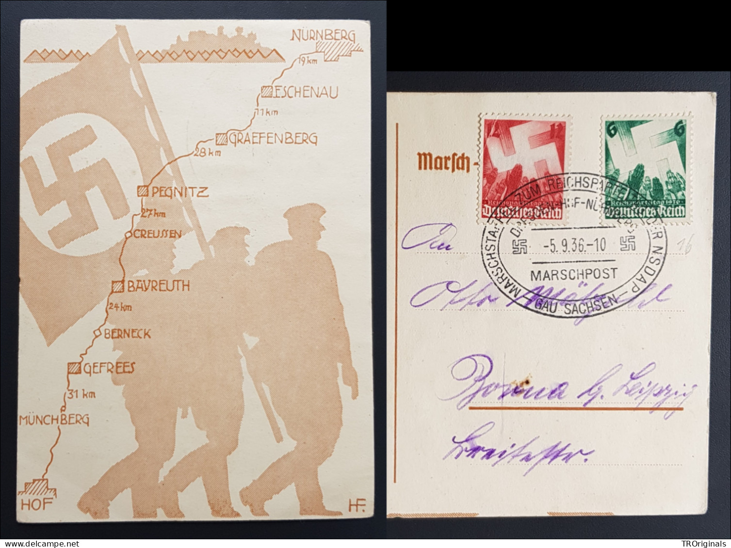 RARE GERMANY THIRD 3rd REICH ORIGINAL CARD NSDAP NÜRNBERG REICHSPARTEITAG 1936 - Oorlog 1939-45