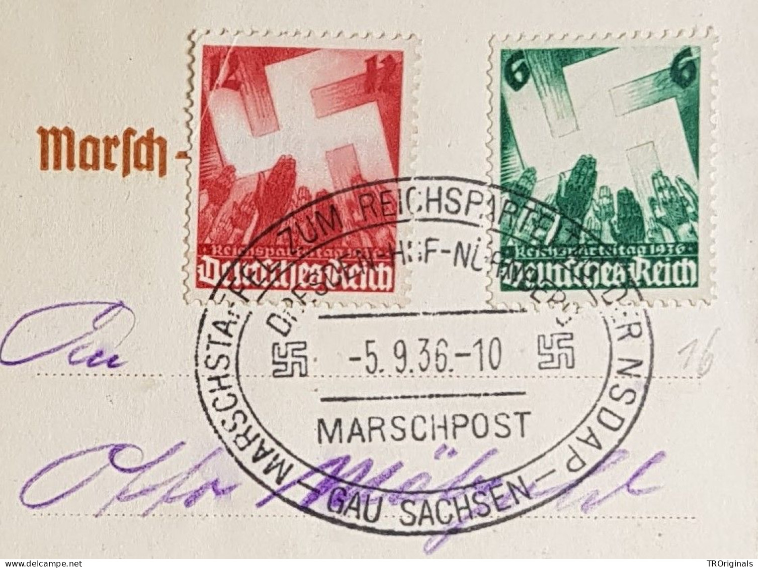 RARE GERMANY THIRD 3rd REICH ORIGINAL CARD NSDAP NÜRNBERG REICHSPARTEITAG 1936 - War 1939-45