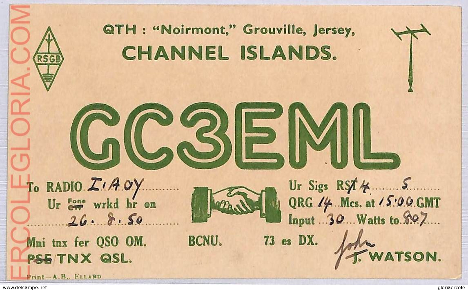 Ad9210 - JERSEY - RADIO FREQUENCY CARD  - 1950 - Radio