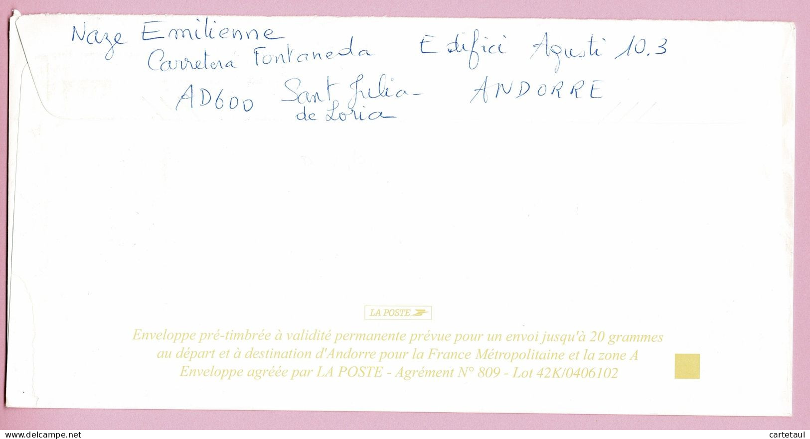 ANDORRE ANDORRA  PAP Prêt à Poster Lettre 20g Armoiries SANT-JUILA -DE-LORIA 18-3-2005 + Indexations - Nuevos